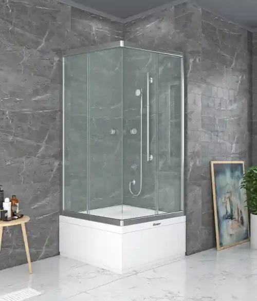 Cabina de dus Neptun Pattern fara cadita/patrat  H:190 cm 90*90 profil negru 6mm