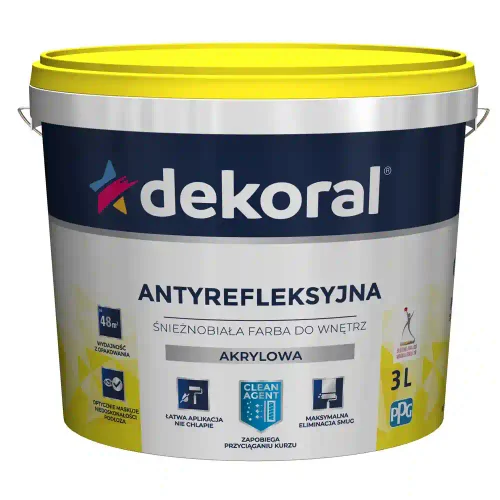 Vopsea acrilica interior Dekoral ANTYREFLESYJNA alba ca zapada 3L