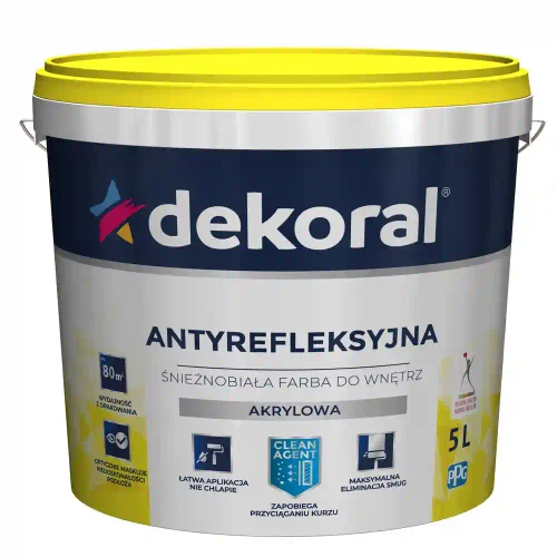 Vopsea acrilica interior Dekoral ANTYREFLESYJNA alba ca zapada 5L