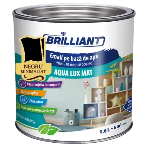 Vopsea email acrilica AquaLuxMat negru minimalist 0.6L  0100623