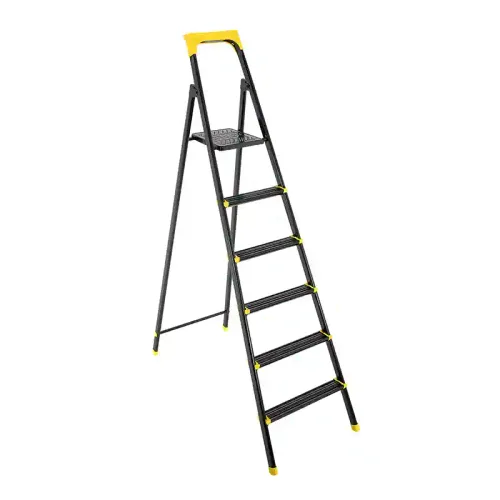 Scara pliabila din otel neagra  5+1 LEO EUROSTEP 53123