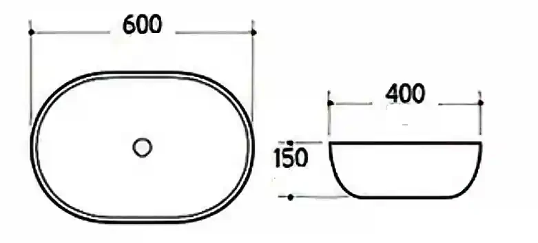 Умывальник K257 Black 600*400*150 3